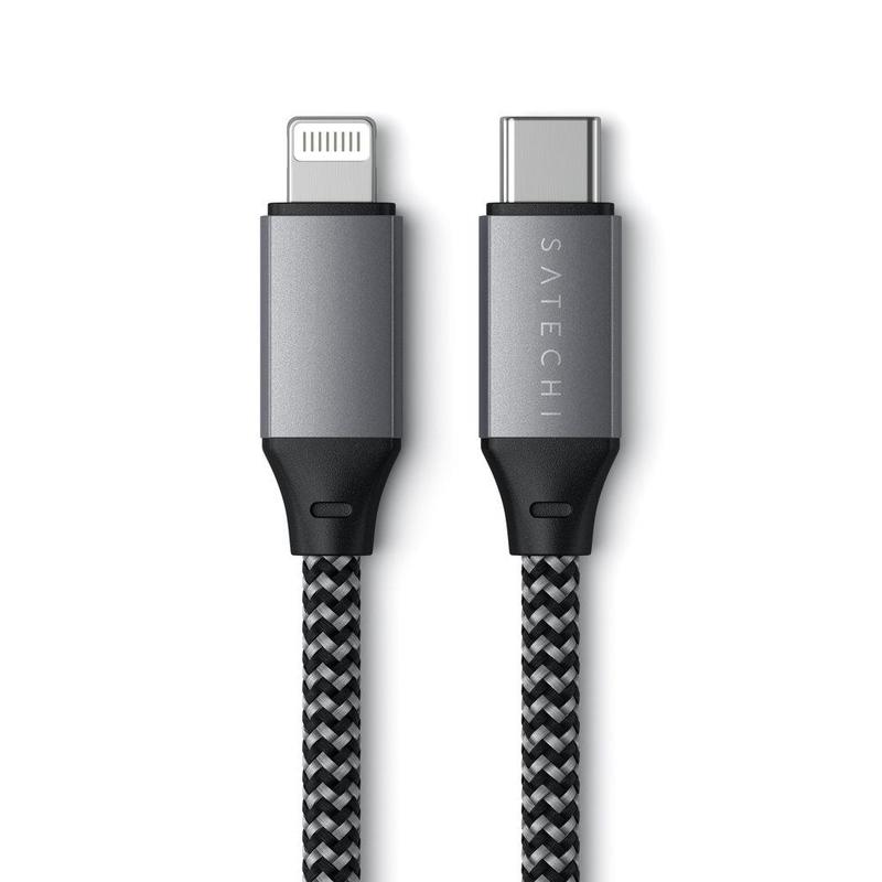 

Кабель Satechi USB Type-C - Lightning, M/M, 0.25 м, космический/серый ST-TCL10M