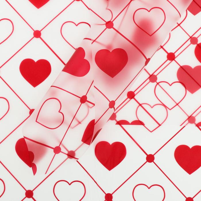 

Пленка матовая Сердца, 58*58 см, красный, Красный;прозрачный