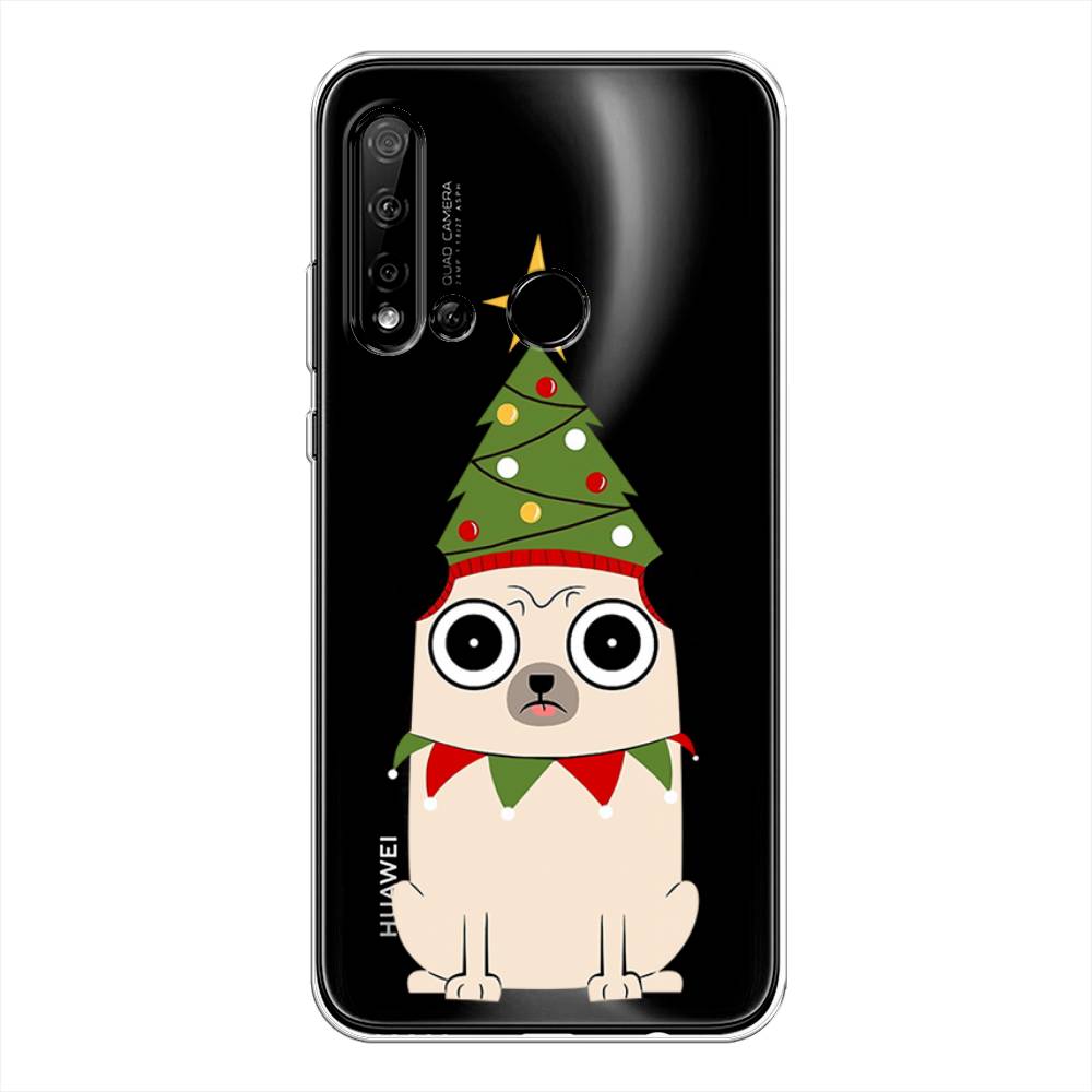 

Чехол на Huawei Nova 5i "Собачка с ёлочкой", Бежевый;красный;зеленый, 69850-1