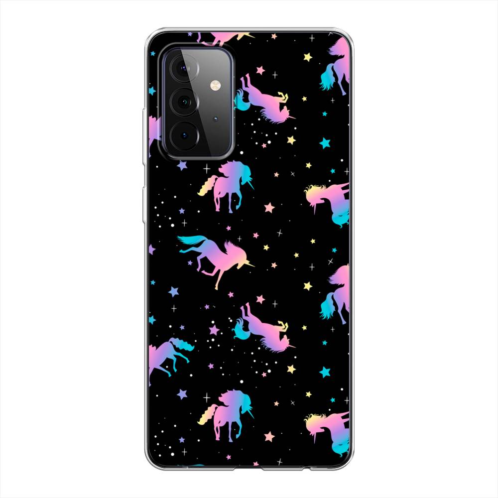 

Чехол на Samsung Galaxy A72 "Единороги градиент", Черный;розовый;голубой, 2101950-1