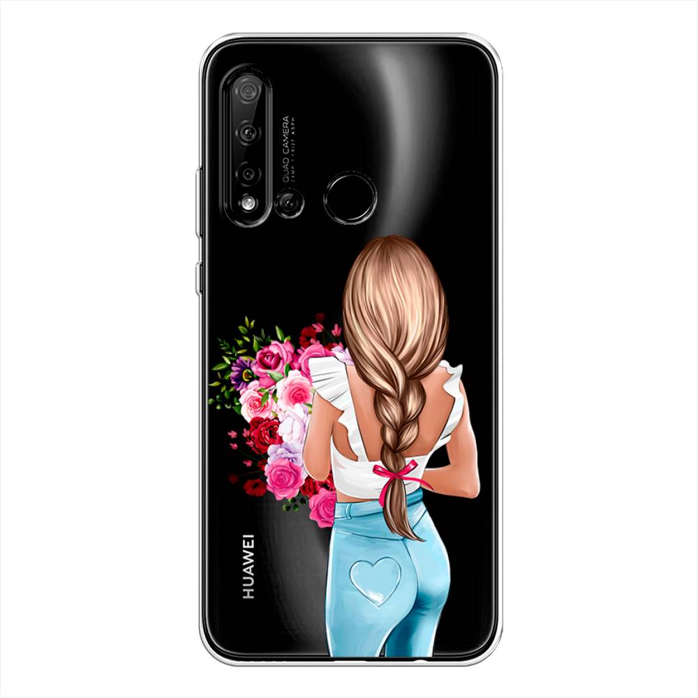 

Чехол на Huawei Nova 5i "Девушка с цветами", Коричневый;розовый;голубой, 69850-6