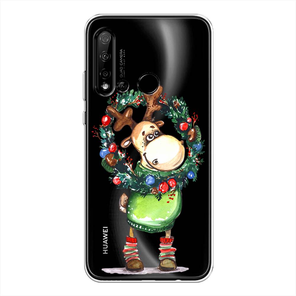 

Чехол на Huawei Nova 5i "Олень с новогодним венком", 69850-4