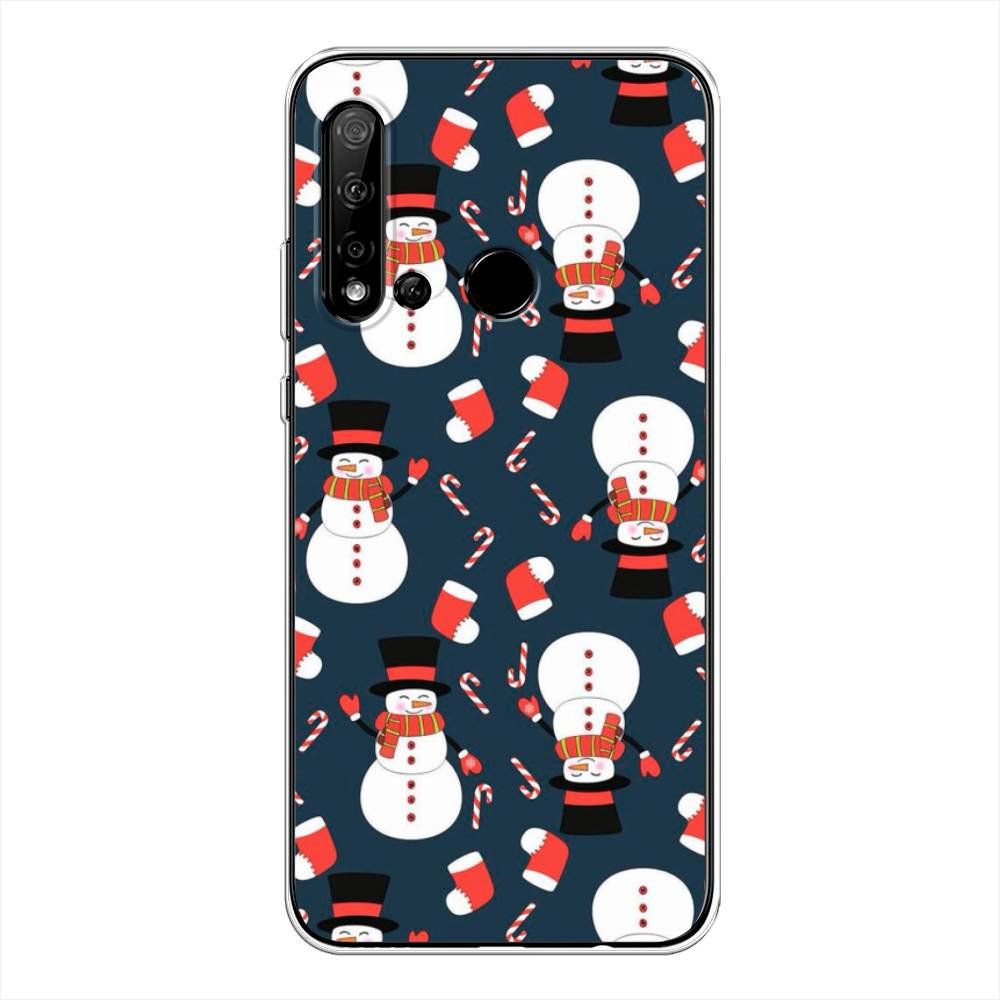 

Чехол на Huawei Nova 5i "Синие снеговики", Синий;белый;красный, 69850-5