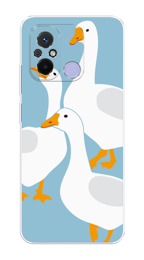 

Чехол на Redmi 12C/Poco C55 "Гусиное трио", Голубой;белый;серый;желтый, 318250-1