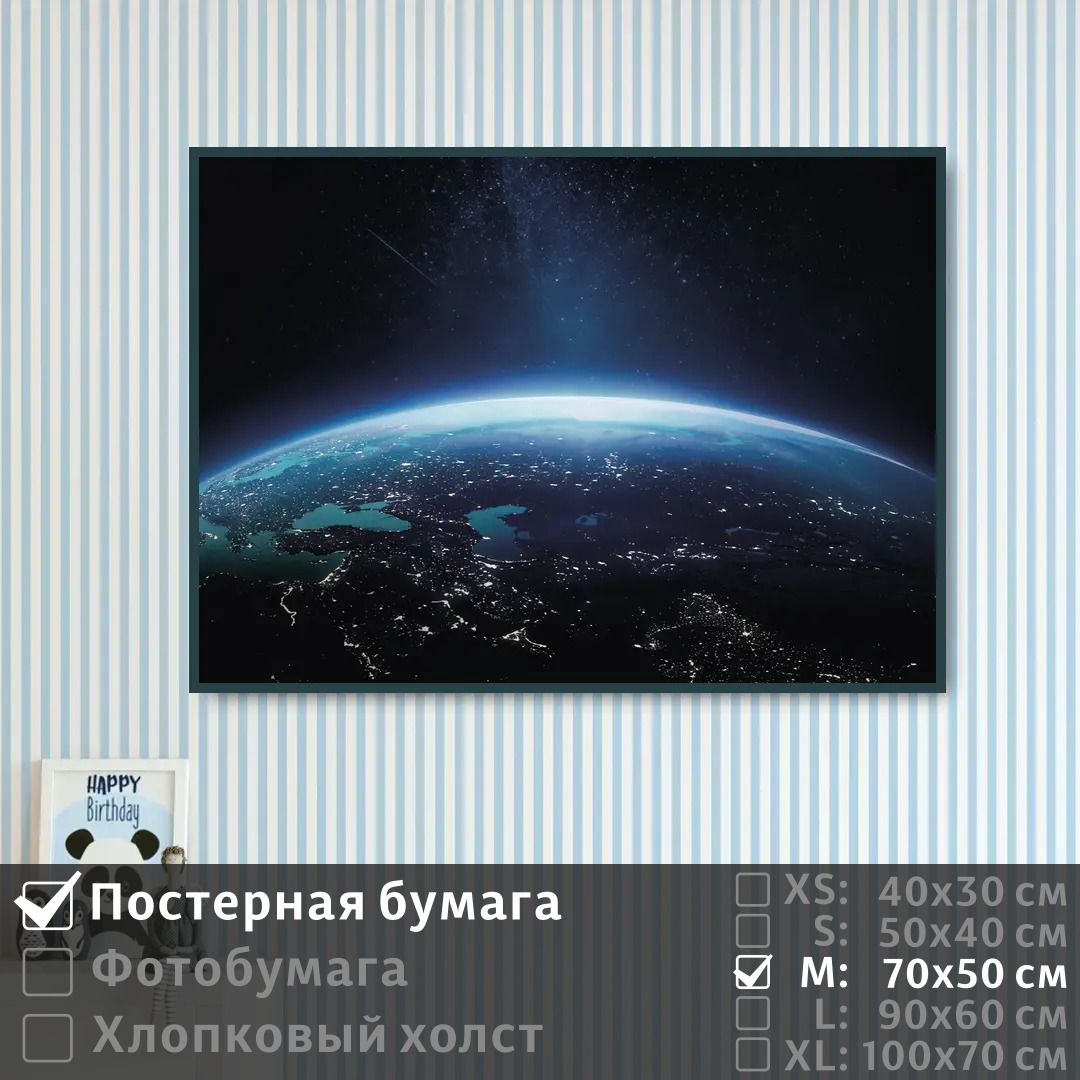 

Постер на стену ПолиЦентр Планета земля из космоса 70х50 см, ПланетаЗемляИзКосмоса