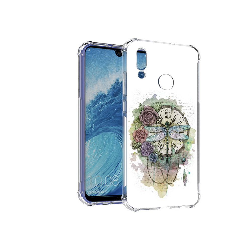 Чехол MyPads Tocco для Huawei P Smart (2019) старинные часы в цветах