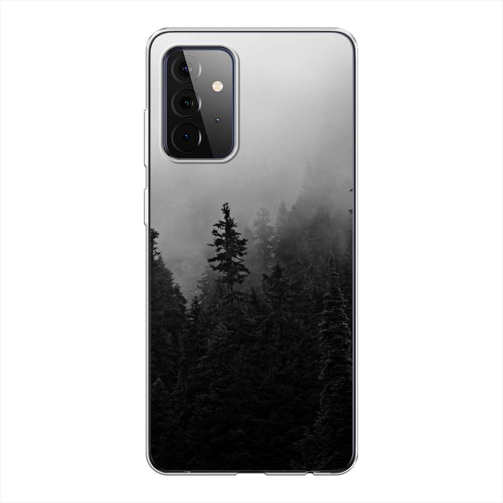 

Чехол на Samsung Galaxy A72 "Туманный лес", Серый;черный, 2101950-2