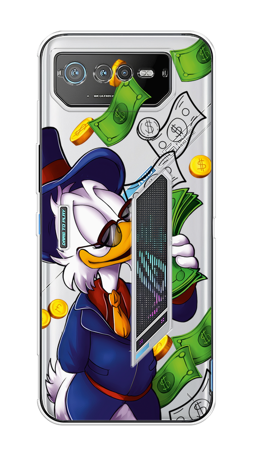 

Чехол на Asus ROG Phone 6 "Scrooge McDuck with Money", Синий;зеленый;белый, 44650-6