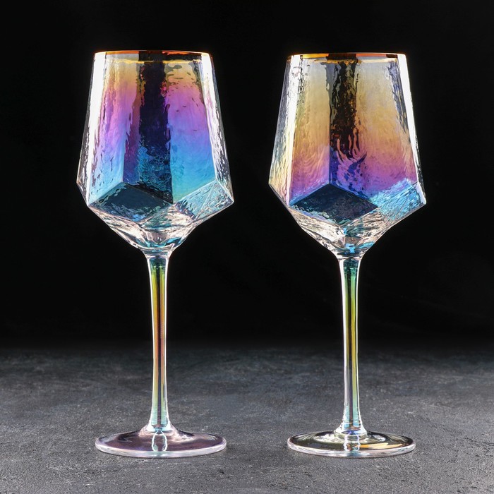 Набор бокалов для вина Magistro «Дарио», 500 мл, 7,3x25 см, 2 шт, цвет перламутровый