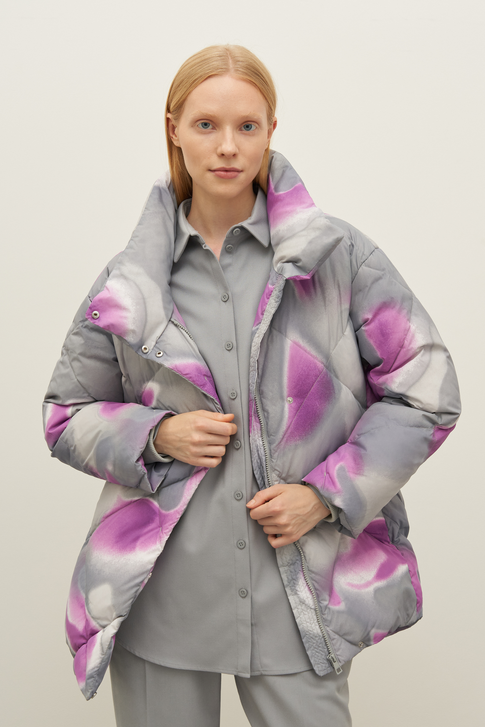 Пуховик-пальто женский Finn Flare FAD11001 серый XL