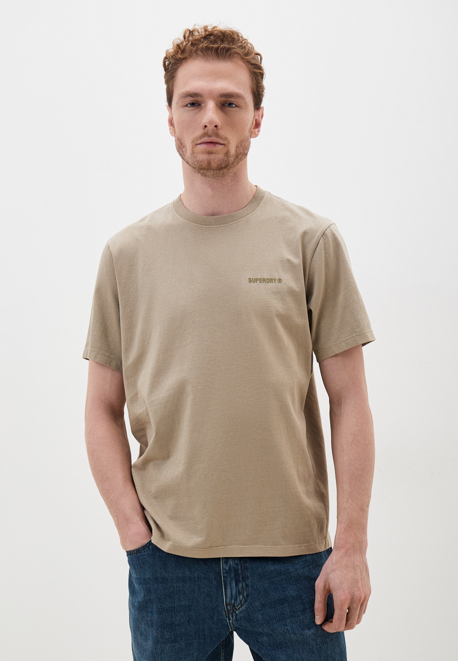 

Футболка мужская Superdry M1011727A бежевая S, Бежевый, M1011727A