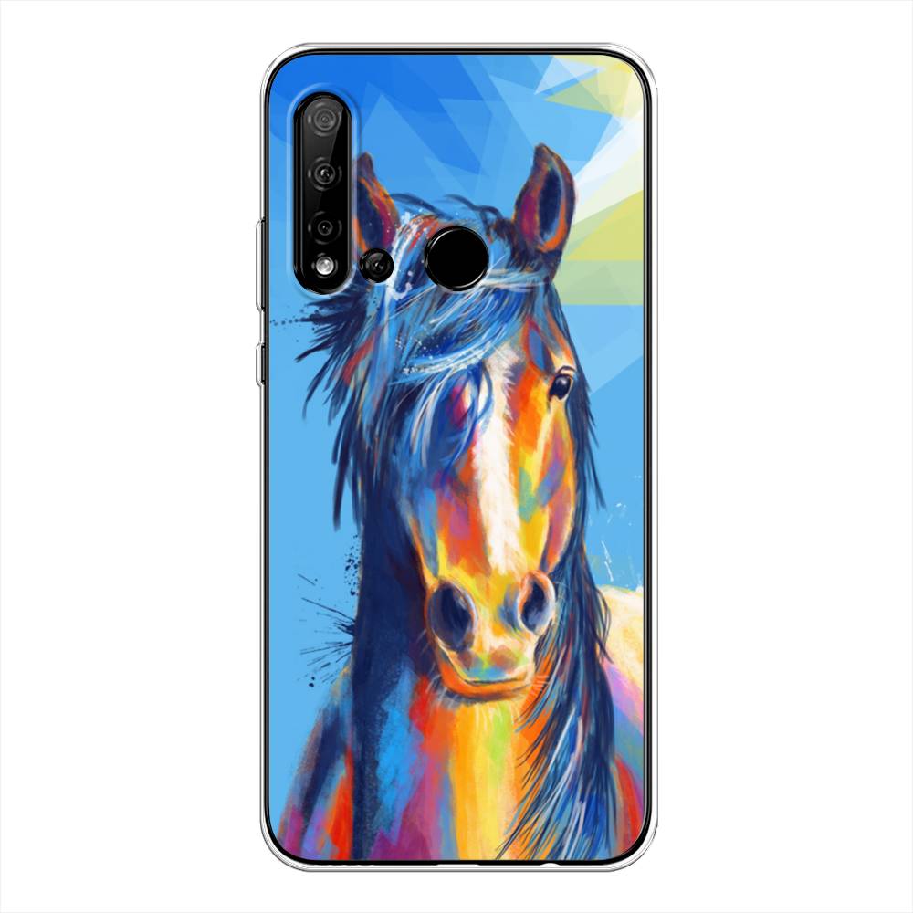 

Чехол на Huawei Nova 5i "Лошадь арт 3", Голубой;желтый;синий, 69850-1
