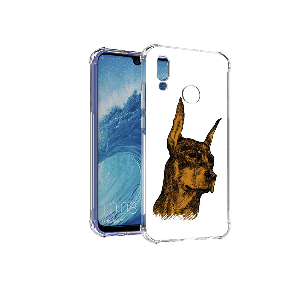 

Чехол MyPads Tocco для Huawei P Smart (2019) скетч доберман, Прозрачный, Tocco