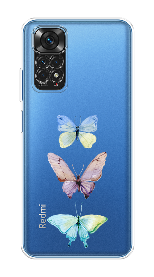 

Чехол на Xiaomi Redmi Note 11S "Акварельные бабочки", Бирюзовый;розовый, 313850-1