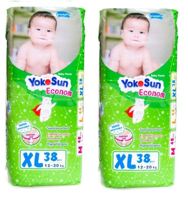 фото Подгузники-трусики yokosun econom, размер xl (12-20 кг), 38 шт. х 2 шт.