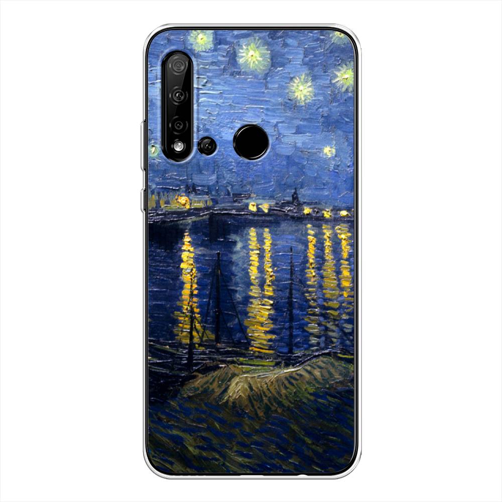 

Чехол на Huawei Nova 5i "Звездная ночь над Роной", Синий;желтый, 69850-4