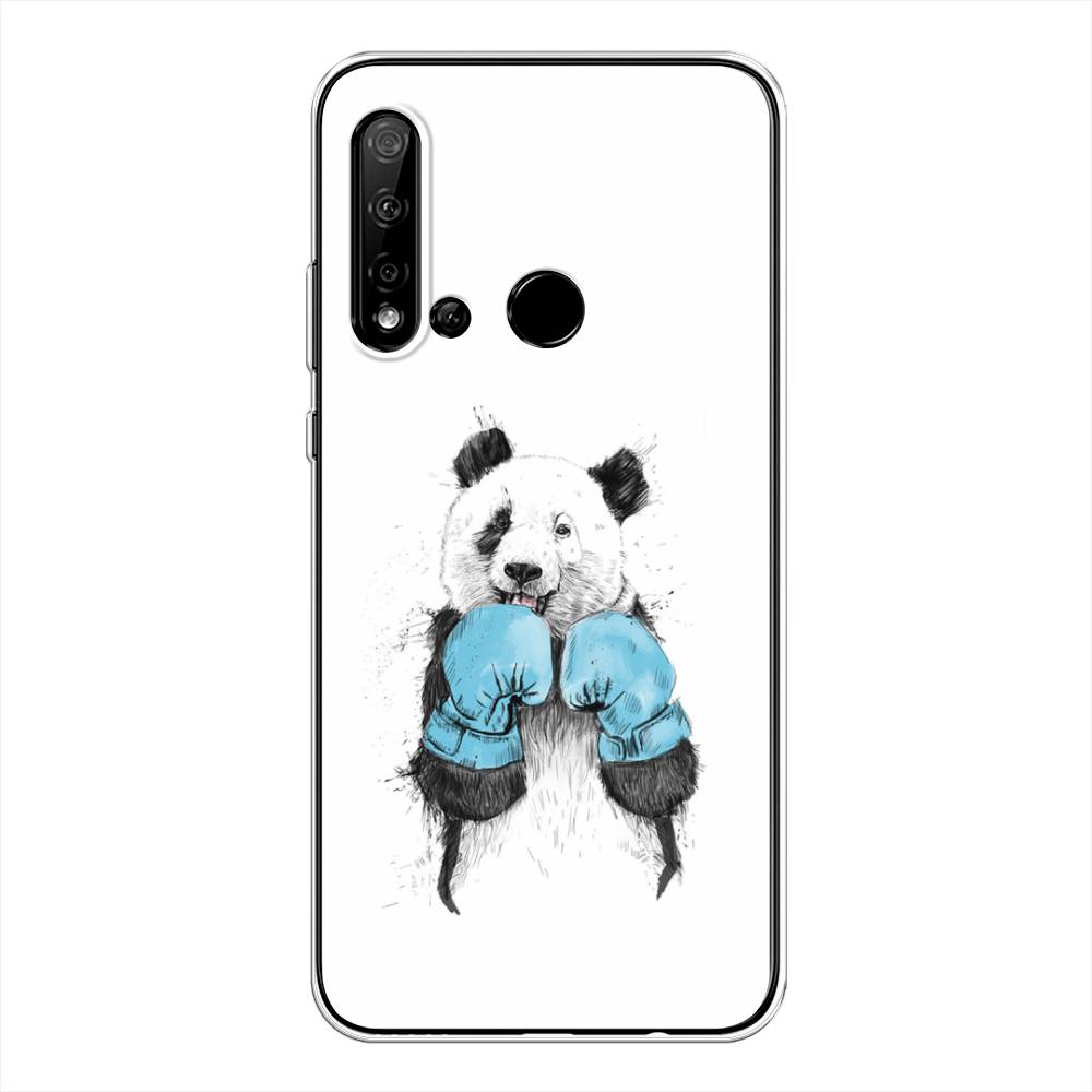 

Чехол на Huawei Nova 5i "Панда боксер", Голубой;белый;серый, 69850-1