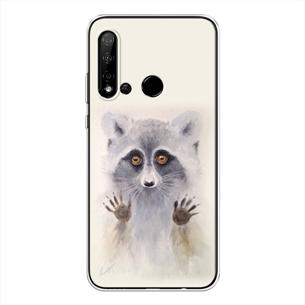 

Чехол на Huawei Nova 5i "Енот за стеклом", Бежевый;серый, 69850-4