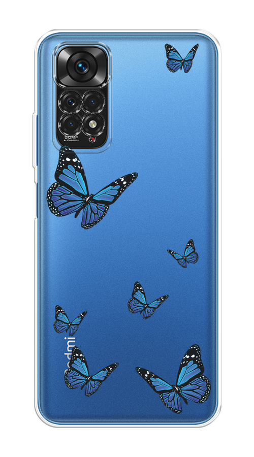 

Чехол на Xiaomi Redmi Note 11S "Blue butterflies", Синий;черный, 313850-1