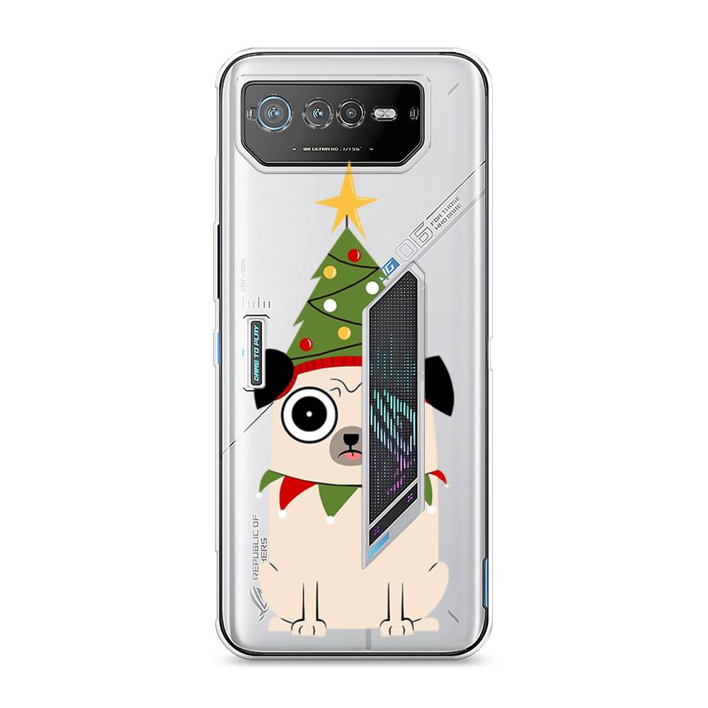 

Чехол для Asus ROG Phone 6 "Собачка с ёлочкой", Бежевый;красный;зеленый, 44650-1