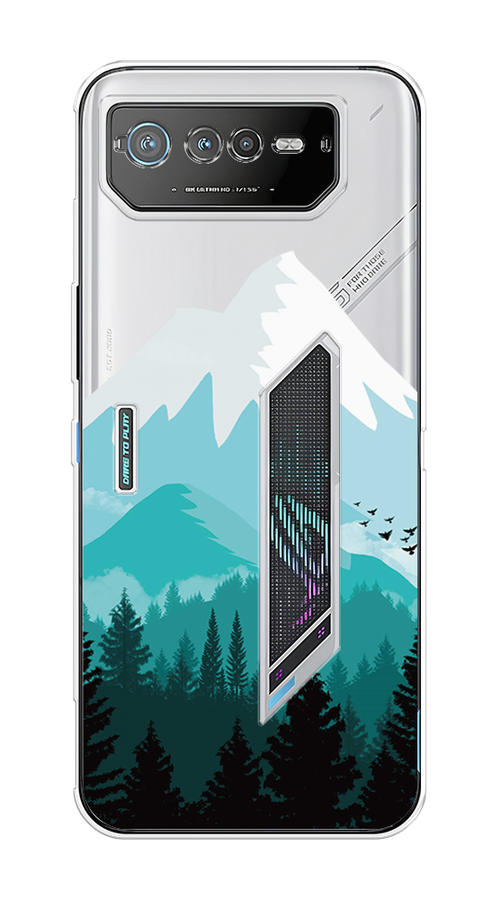 

Чехол на Asus ROG Phone 6 "Синяя снежная гора", Белый;голубой, 44650-2