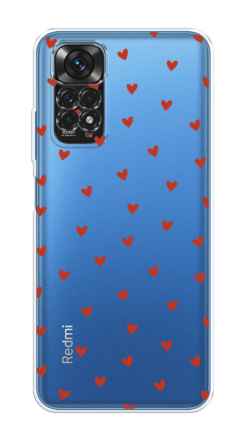 

Чехол на Xiaomi Redmi Note 11S "Red hearts", Красный;прозрачный, 313850-1