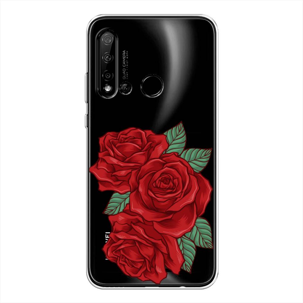 

Чехол на Huawei P20 Lite 2019 "Три алые розы", Красный, 69750-2