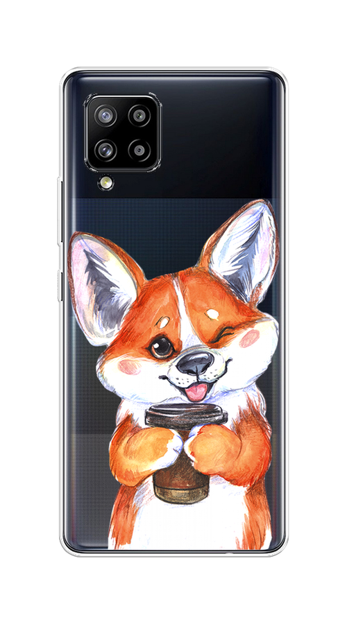 

Чехол на Samsung Galaxy A42 "Корги с кофе", Оранжевый;белый, 2101750-4