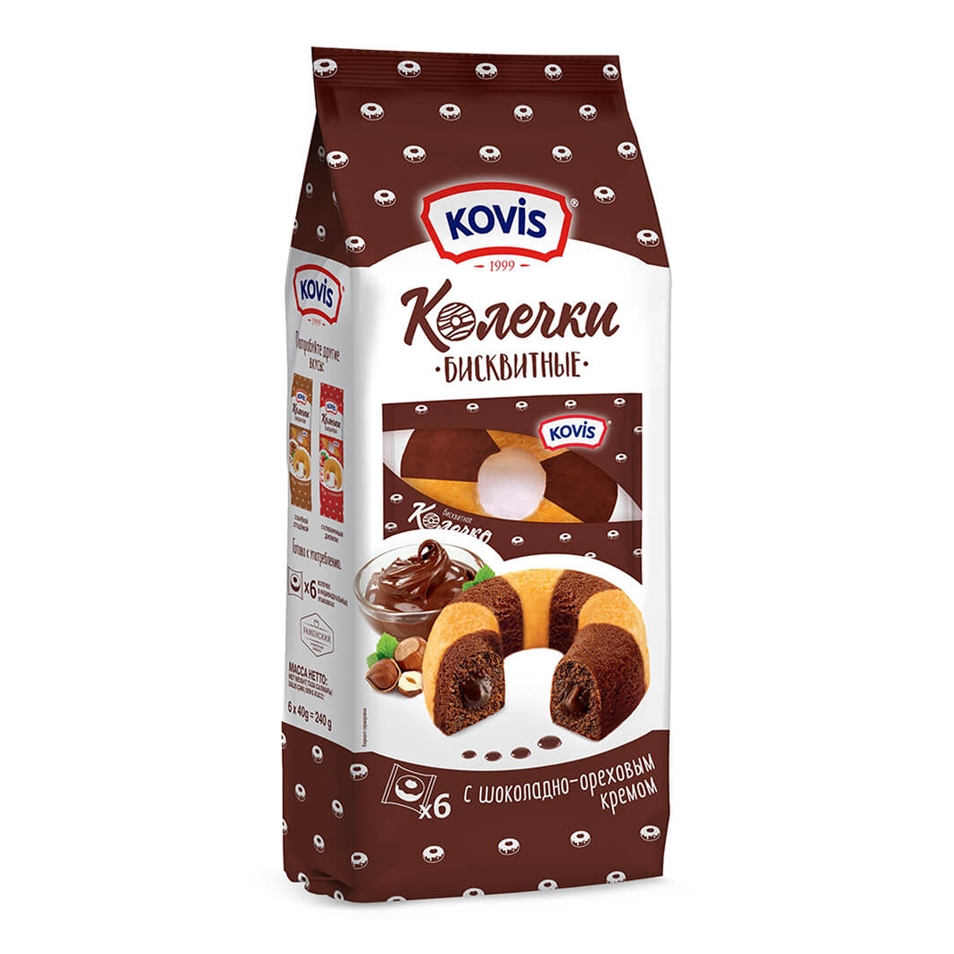 

Пирожные Kovis колечки с шоколадно ореховым кремом 240 г