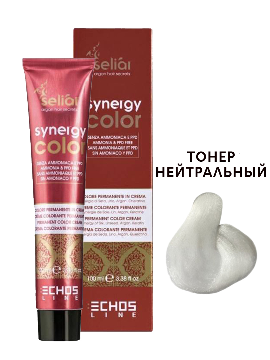 фото Крем-краска для волос echos line seliar synergy color, тонер нейтральный, 100 мл