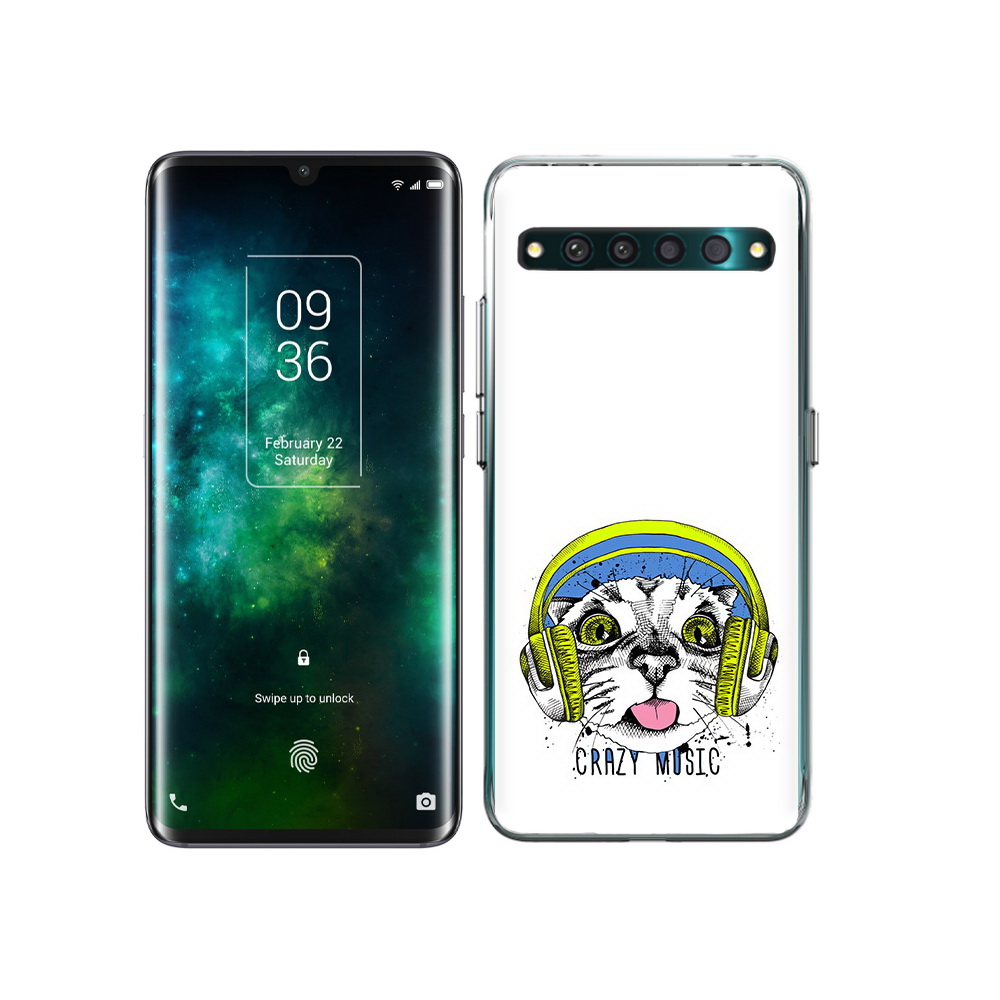 Чехол MyPads Tocco для TCL 10 Pro кошка в наушниках рисунок