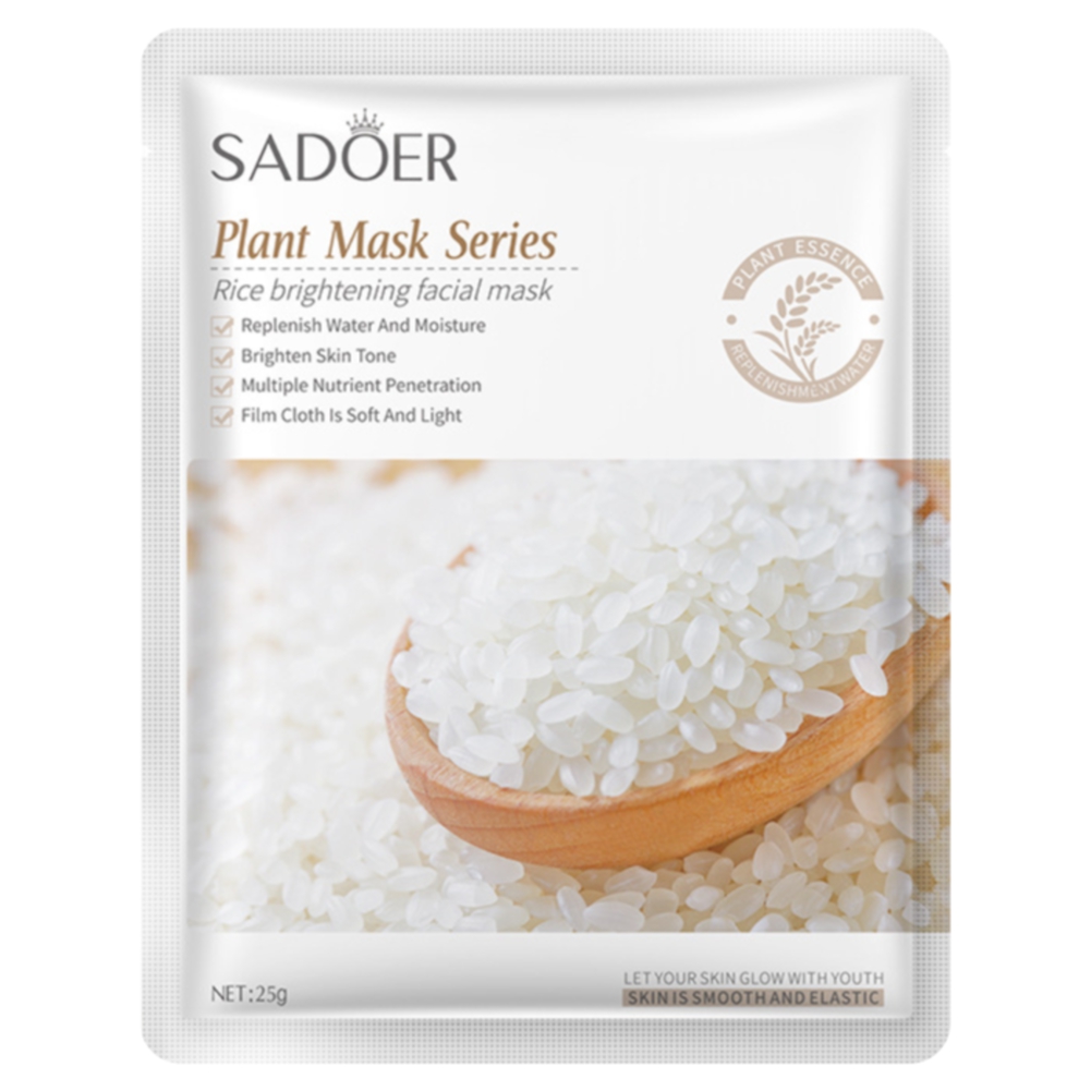 Тканевая маска для лица Sadoer выравнивающая тон кожи с экстрактом риса 25 г посыпка кондитерская жемчуг взорванные зерна риса серебро 50 г