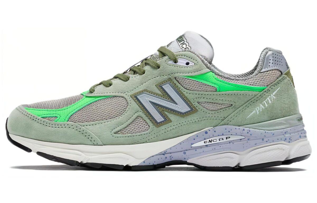 

Кроссовки унисекс New Balance Patta NB 990 V3 зеленые 45 EU, Зеленый, Patta x New Balance NB 990 V3