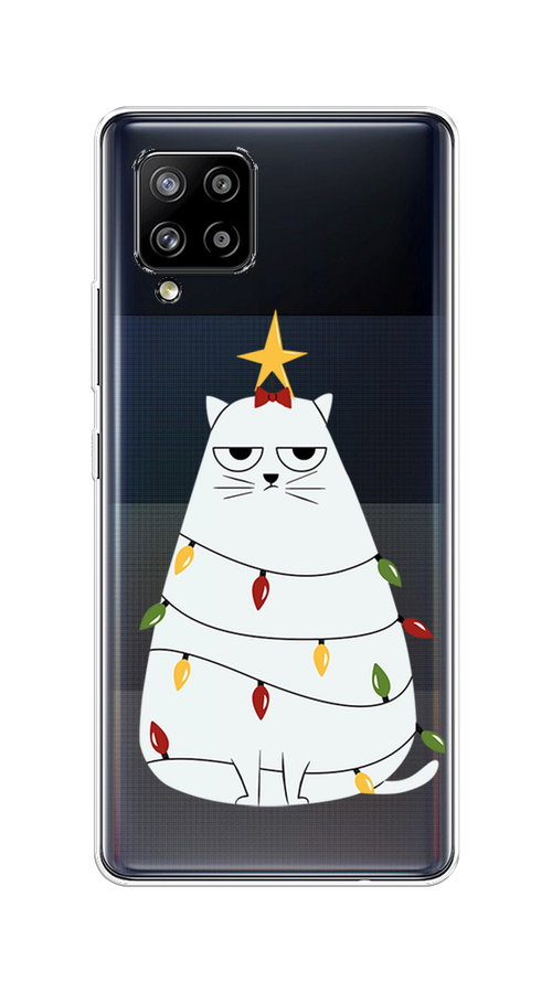 

Чехол на Samsung Galaxy A42 "Котик в гирлянде", Белый;красный;желтый, 2101750-1
