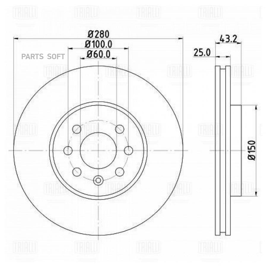 

TRIALLI Диск торм. для Opel Astra H 04- перед. d=280, 4 отв. DF 210208