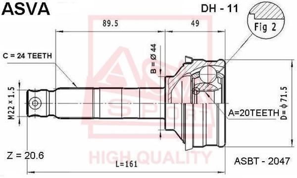 

ASVA Шрус наружный 20x44x24 DAIHATSU DAIHATSU LEEZA/MIRA CUORE/MOVE/OPTI