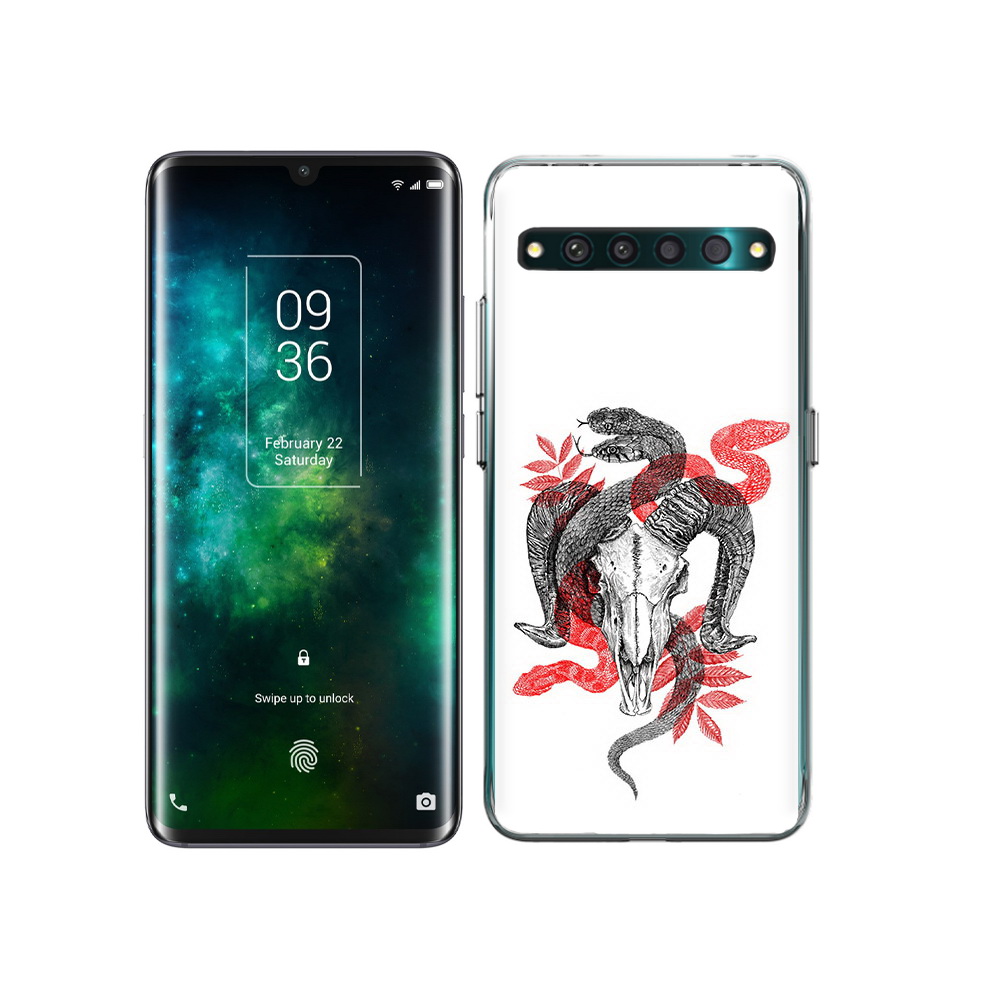 

Чехол MyPads Tocco для TCL 10 Pro змея в черепе рисунок, Прозрачный, Tocco