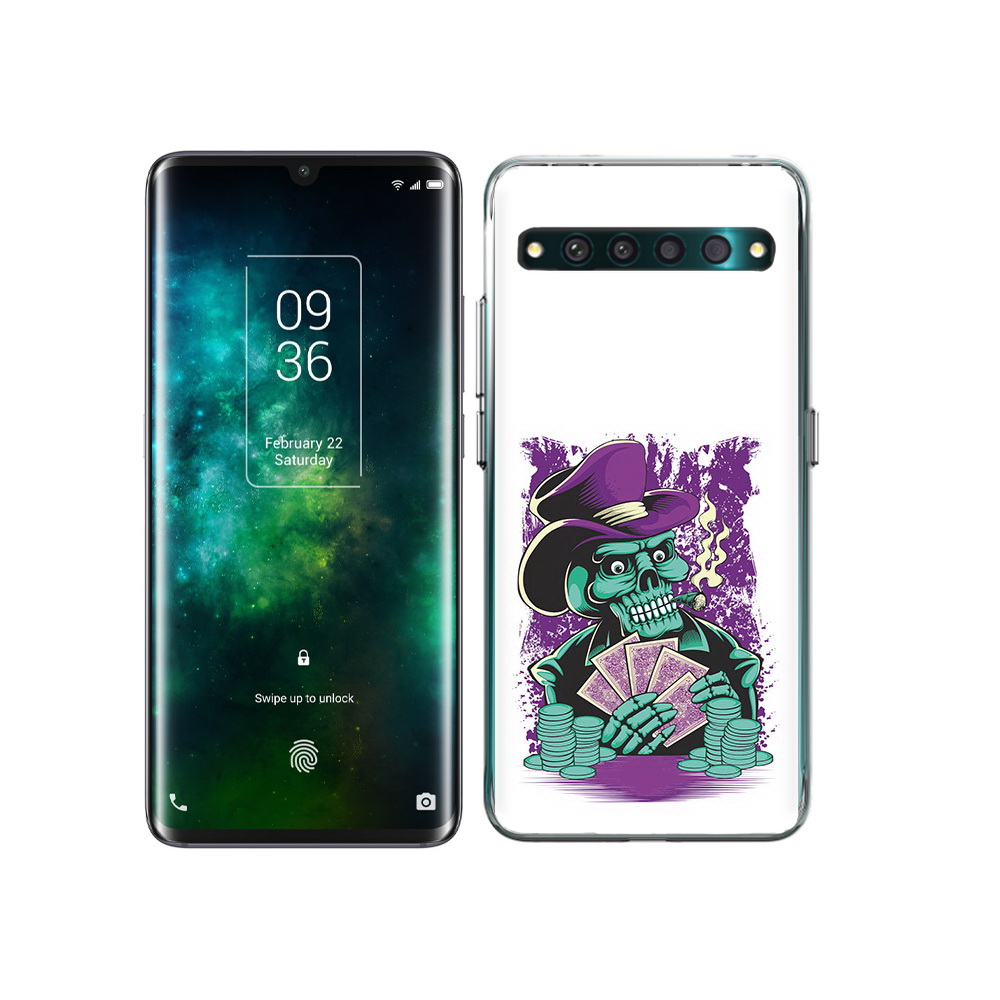 

Чехол MyPads Tocco для TCL 10 Pro зеленый череп с картами, Прозрачный, Tocco