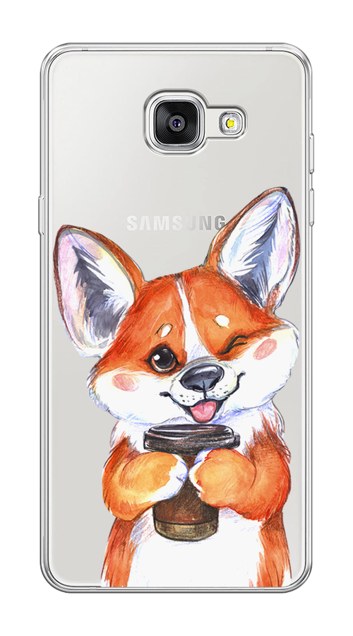 

Чехол на Samsung Galaxy A5 2016 "Корги с кофе", Оранжевый;белый, 20550-4