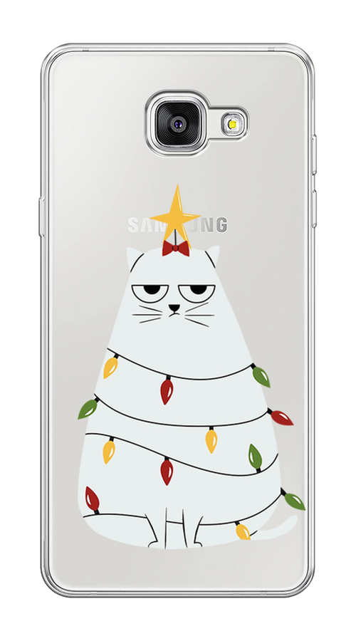 

Чехол на Samsung Galaxy A5 2016 "Котик в гирлянде", Белый;красный;желтый, 20550-1