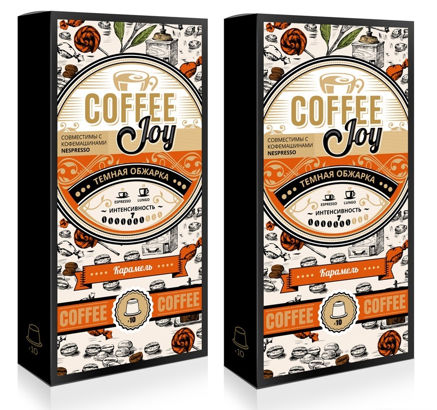 фото Набор кофе в капсулах coffee joy "карамель" формата nespresso, 2 упаковки по 10 капсул.