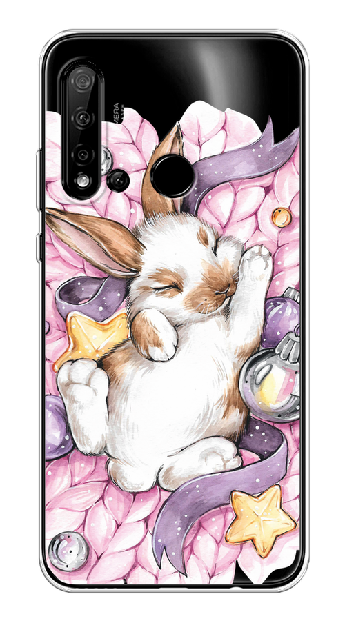 

Чехол на Huawei P20 Lite 2019 "Кролик спит", Розовый;белый, 69750-5