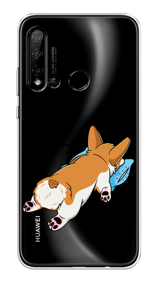 

Чехол на Huawei P20 Lite 2019 "Корги отдыхает", Черный;коричневый;голубой, 69750-1