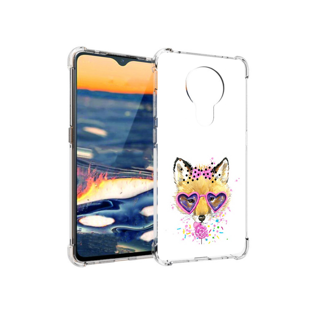 

Чехол MyPads Tocco для Nokia 5.3 лисенок с бантиком (PT227052.106.441), Прозрачный, Tocco