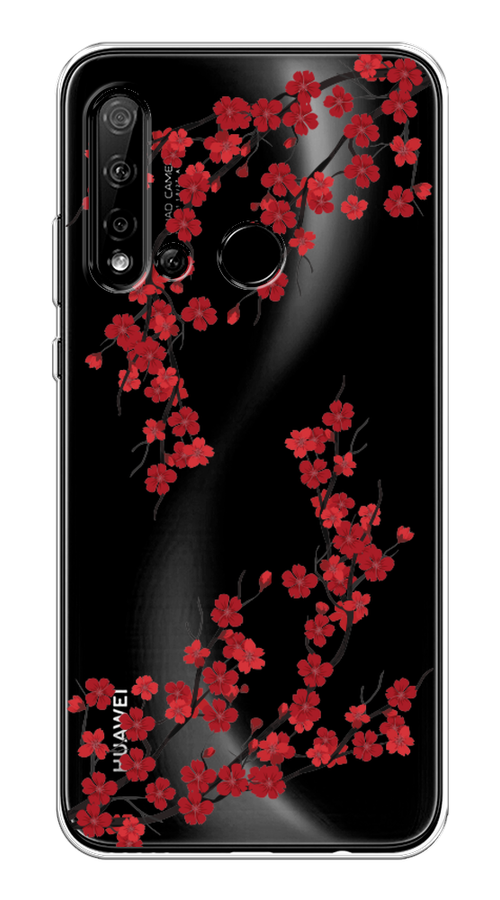 

Чехол на Huawei P20 Lite 2019 "Красная сакура", Красный;черный, 69750-2