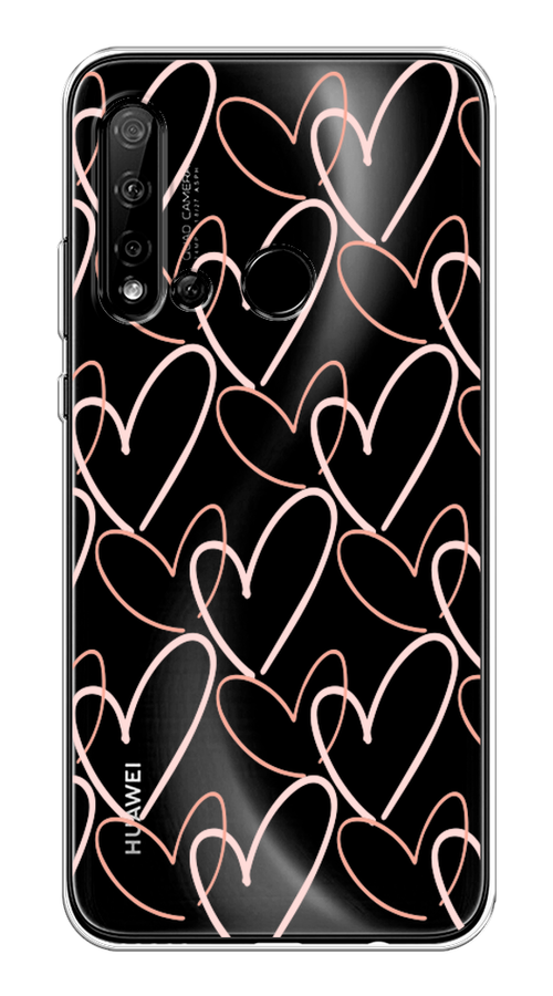 

Чехол на Huawei P20 Lite 2019 "Узор из сердечек", Розовый;бежевый, 69750-6