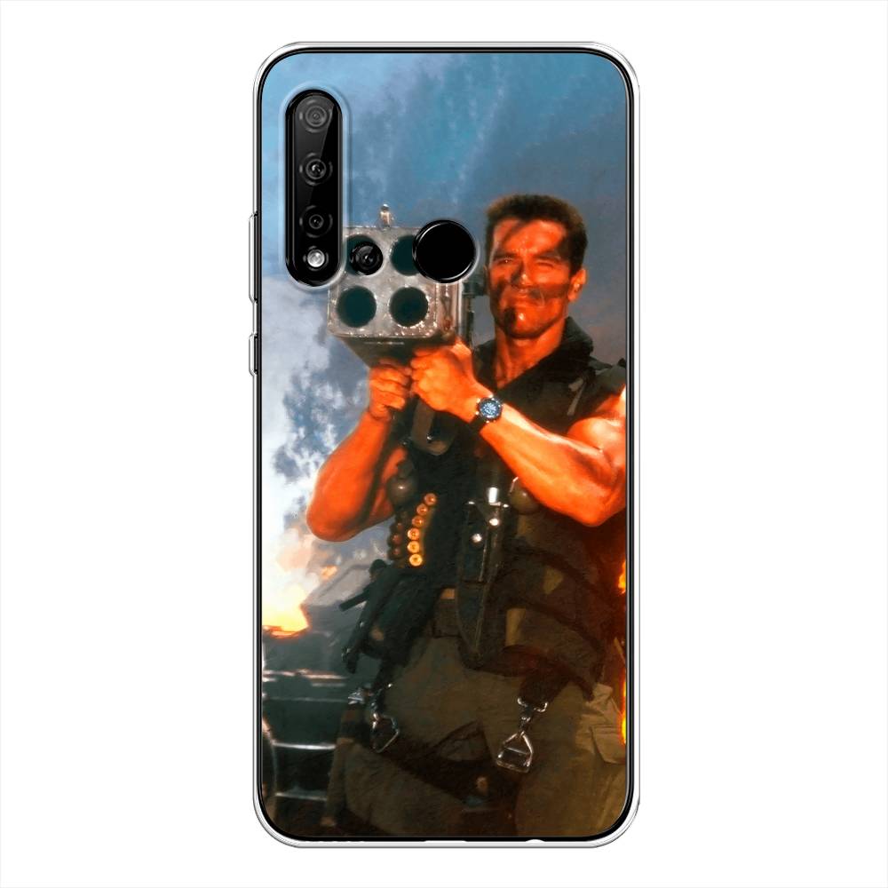 

Чехол на Huawei P20 Lite 2019 "Арнольд Шварцнеггер с базукой", Голубой;коричневый, 69750-6
