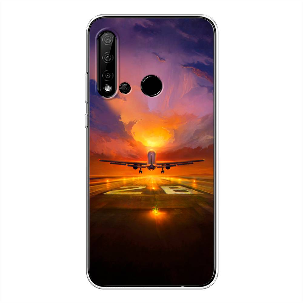 

Чехол на Huawei P20 Lite 2019 "Самолет на посадке", Оранжевый;синий, 69750-6