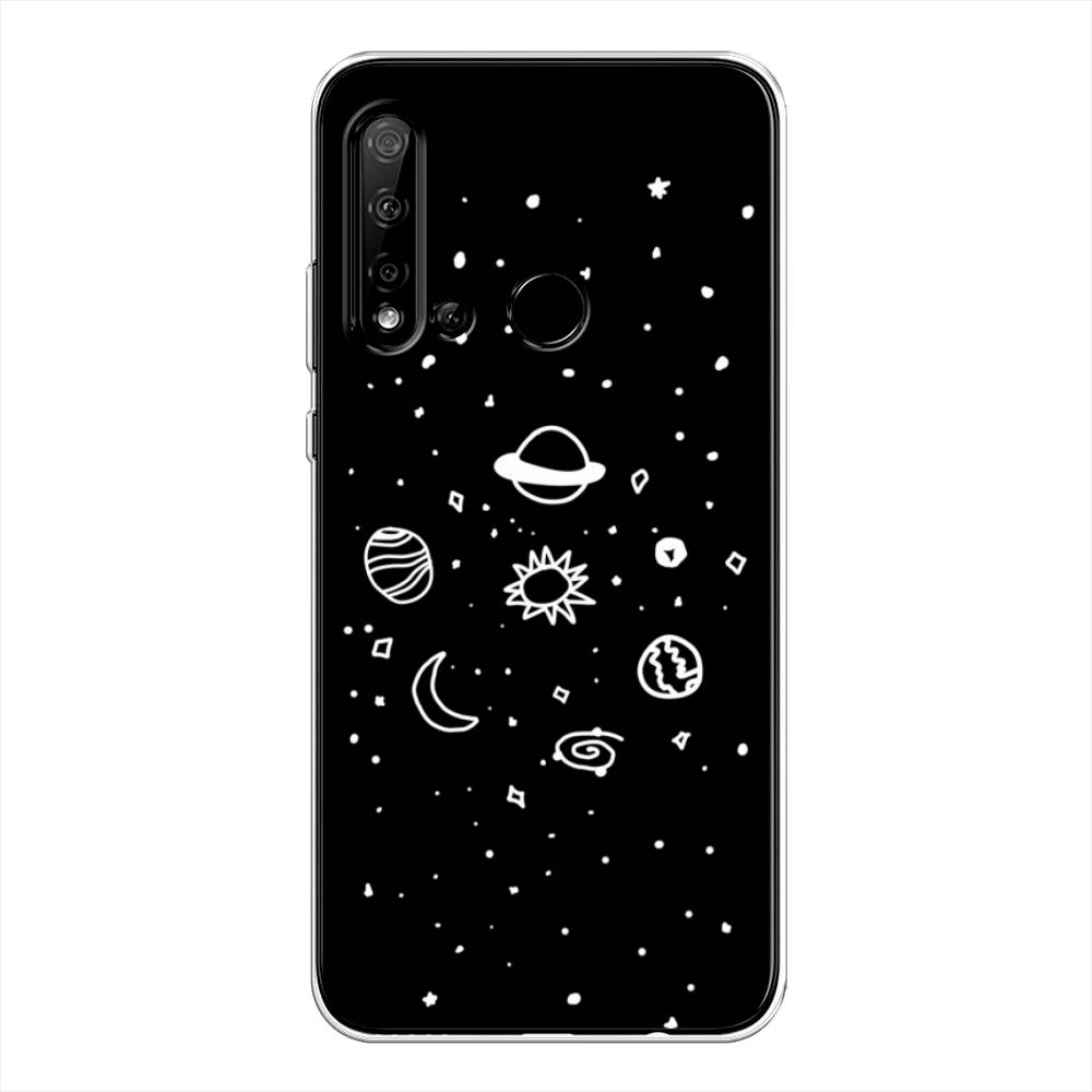 

Чехол на Huawei P20 Lite 2019 "Дудл солнечной системы", Бежевый;серый, 69750-2