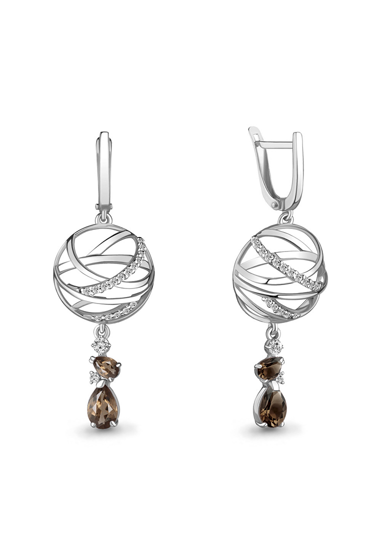 

Серьги подвески из серебра с кварцем/фианитом Kari Jewelry 4745801А.5, 4745801А.5